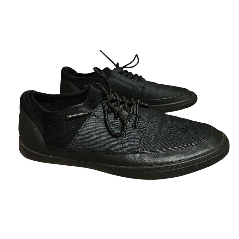 Rock Republic Shoes Mens 11M Black 2 Tone Fabric Sneaker Lace Up Comfort Casual